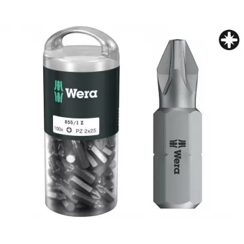 Wera 855/1 Z DIY 100 SiS antgalių rinkinys, 100 vnt., PZ 2, 25 mm, 1/4 inch šešiakampis kotas