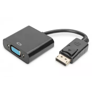 Assmann adapterinis kabelis DisplayPort → HD15 (VGA), 0,15 m, su užraktu, juodas