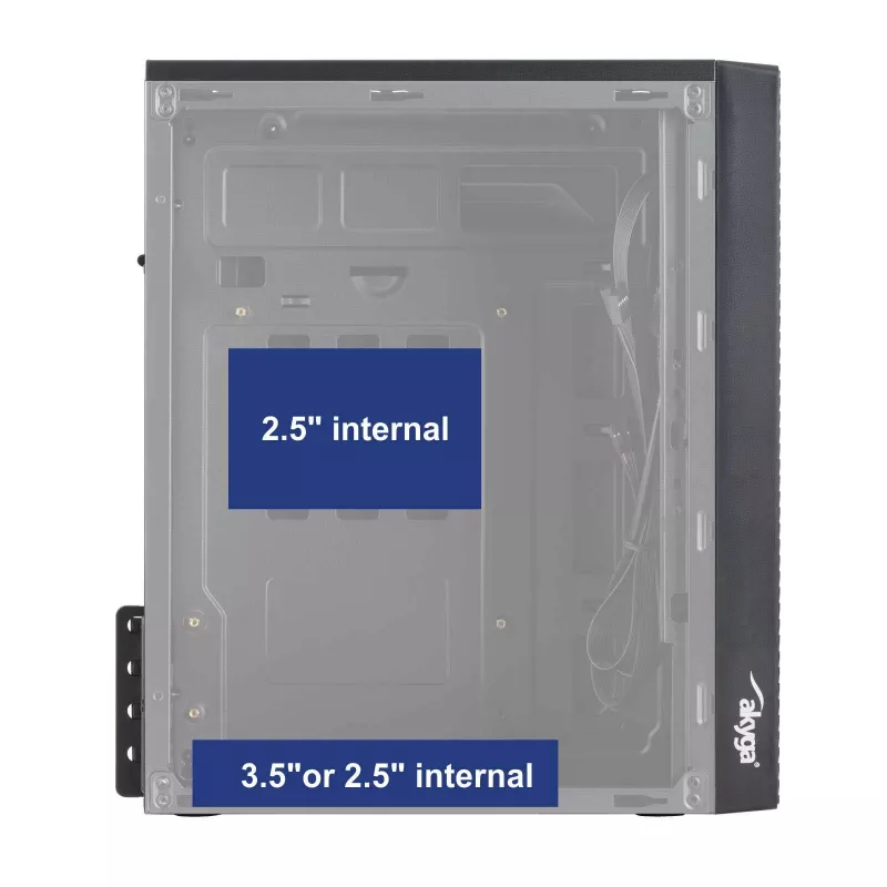 Akyga AK35BK Micro ATX kompiuterio korpusas, Micro ATX / Flex ATX / Mini ITX, 2x USB 2.0, be maitinimo bloko, juodas