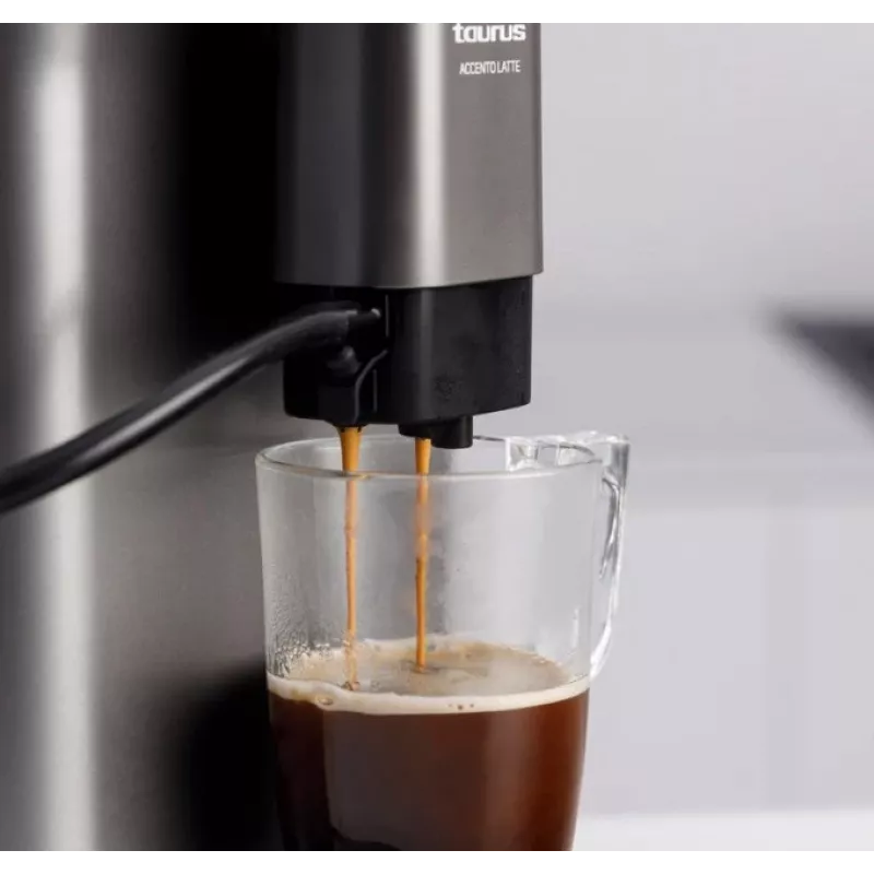 Espreso aparatas Taurus Accento Latte pilnai automatinis, įmontuotas malūnėlis, 1.5 L vandens talpa, kavos pupelių įdėjimas