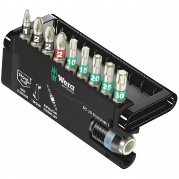Wera 05071110001 9 vnt. nerūdijančio plieno antgalių rinkinys su Rapidaptor laikikliu Bit-Check dėkle