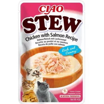 Šlapias skanėstas katėms INABA Ciao Stew Vištiena ir Lašiša maišelis 40 g
