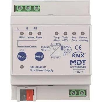 MDT STC-0640.01 Magistralinis maitinimo šaltinis su diagnostika 4TE, REG, 640 mA