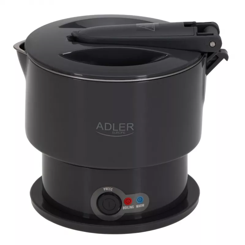 Elektrinis virdulys Adler AD 1377G, 0,6 l, 600 W, pilkas, plastikas/silikonas/nerūdijantis plienas