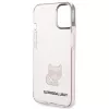 Karl Lagerfeld KLHCP14MCTRI Kietasis dėklas iPhone 14 Plus / 15 Plus 6,7 inch rožinis / permatomas rožinis su Choupette siluetu