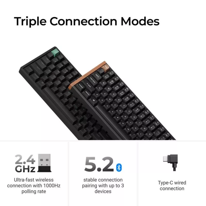 Mechaninė klaviatūra Keychron K4 HE su Gateron Double-Rail Magnetic Nebula jungikliais, belaidė, juoda, US išdėstymas