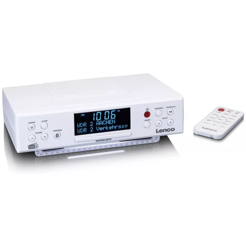 Lenco KCR-190WH montuojamas virtuvės radijo imtuvas su PLL FM, DAB+ ir Bluetooth, baltas