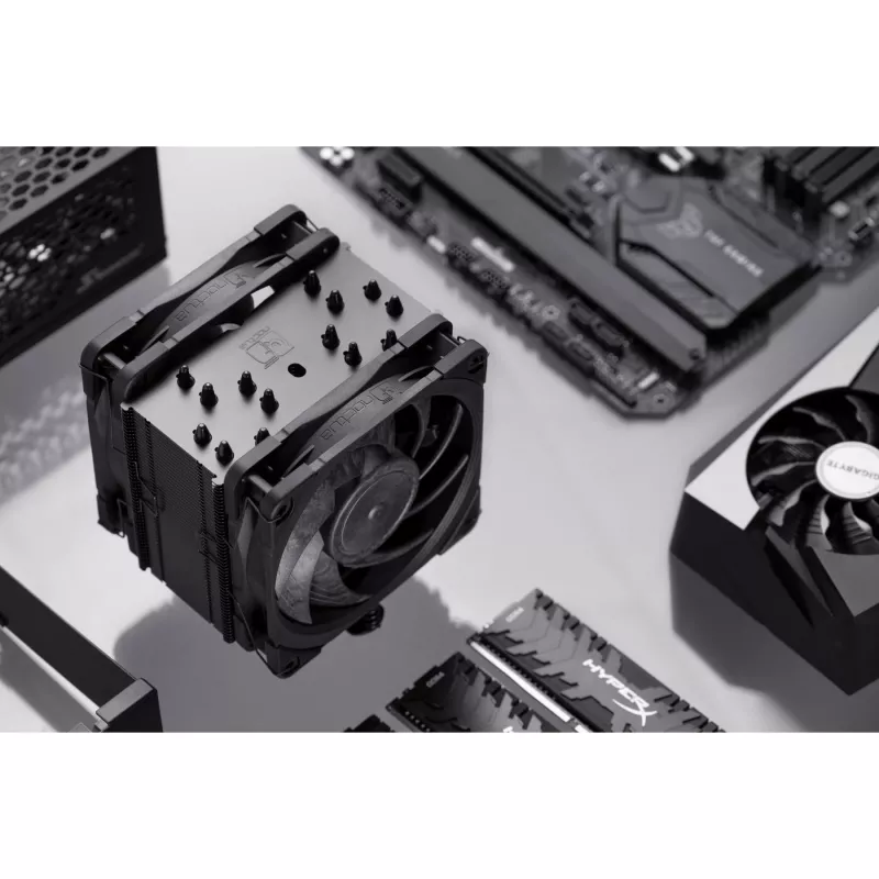 Oro aušintuvas Noctua NH-U12A CHROMAX.BLACK – 120 mm dvigubas ventiliatorius, 158 mm aukštis, suderinamas su LGA 1200, 2000 RPM maks.