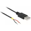 Delock USB 2.0 laidas, A tipo kištukas > 2 atviri laidų galai, 1,5 m, juodas (85664)