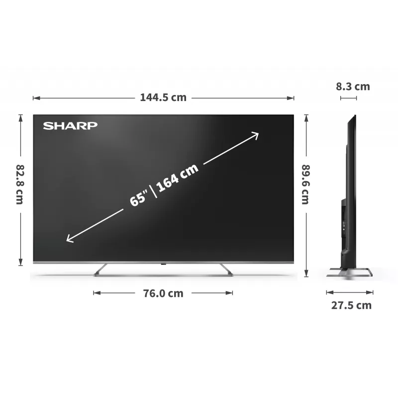 Sharp 4K Ultra HD QLED MiniLED televizorius 65JP7265E, 55 col., Smart TV, Google TV, UHD