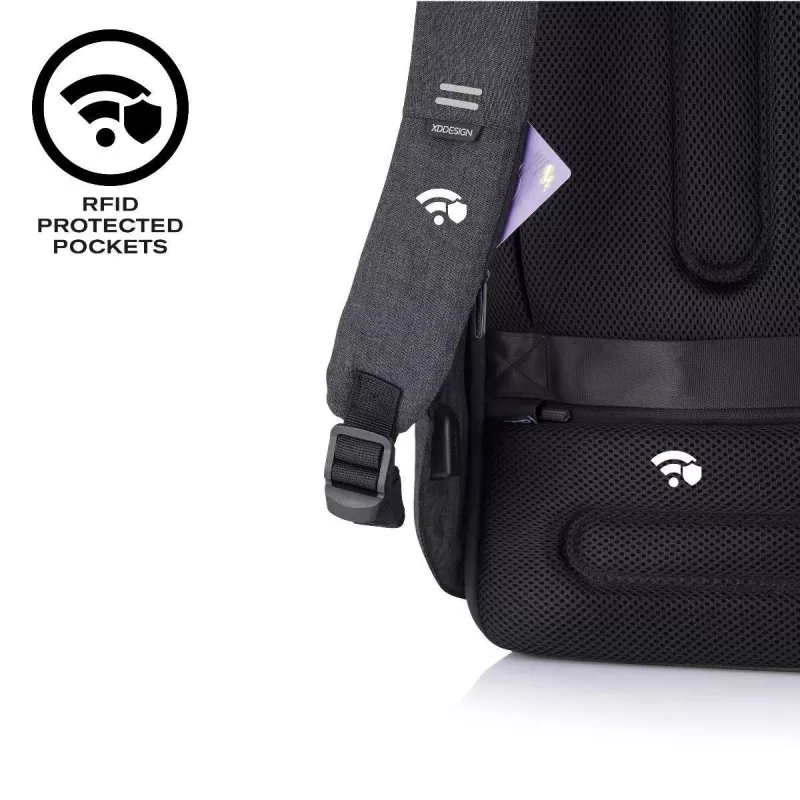 Kuprinė XDDESIGN P705.291 Antracitinė — 18 L, skyriai nešiojamam kompiuteriui ir planšetei, užrakinamas pagrindinis užtrauktukas