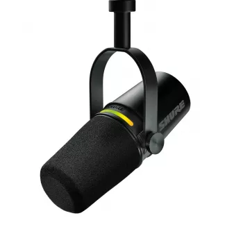 Shure MV7+-K - Profesionalus paskaitų ir vokalo mikrofonas su XLR/USB-C jungtimis, juodas