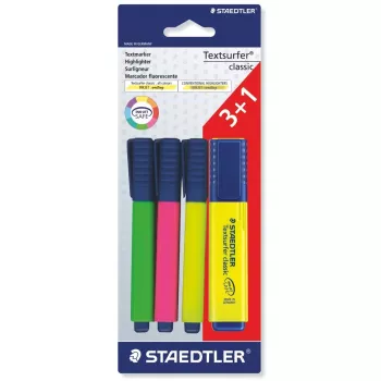 Markeris Staedtler Textsurfer classic 364 4 vnt. Plokščias antgalis Žalia Rožinė Balta
