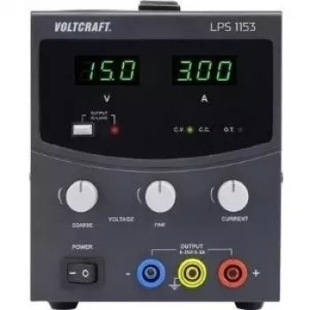 Laboratorinis maitinimo šaltinis VOLTCRAFT LPS1153, reguliuojamas 0–15 V/DC 0–3 A 45 W, 1 išėjimas