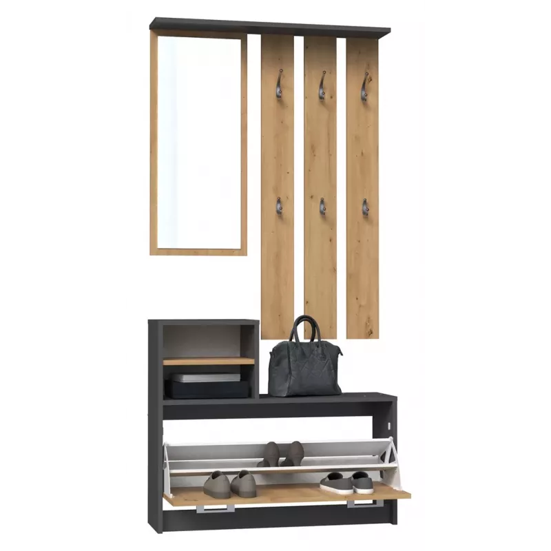 Prieškambario spintelė top e shop GAR ANT/ART su 1 varstomu dureliu, 850×240×1600 mm