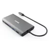UNITEK uHUB O8+ 8-in-1 USB-C stotelė, pilka, aliuminis, 100W PD