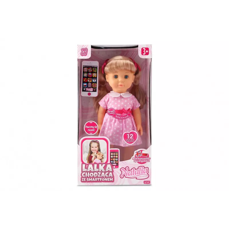 Lėlė Artyk Natalia vaikštanti su išmaniuoju telefonu 41 cm