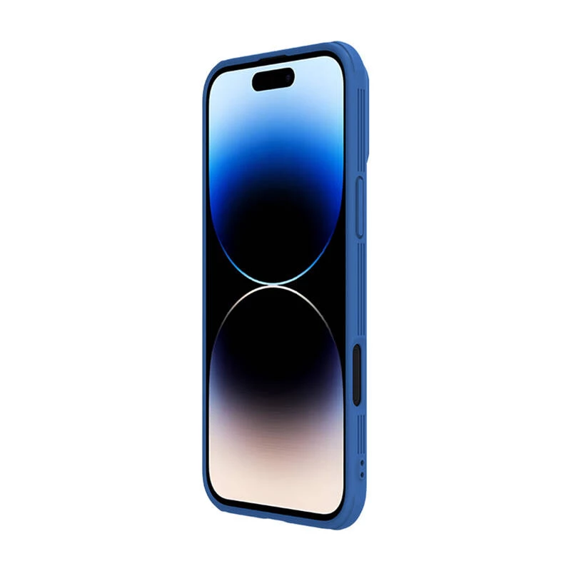 Apsauginis dėklas telefonui Nillkin CamShield Pro, skirtas iPhone 16 Pro Max, mėlynas, su slankiojančiu fotoaparato dangteliu