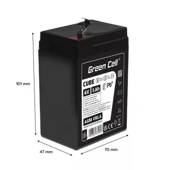 UPS baterija Green Cell AGM6V5AH-J 6 V 5 Ah sandarioji švino rūgšties AGM