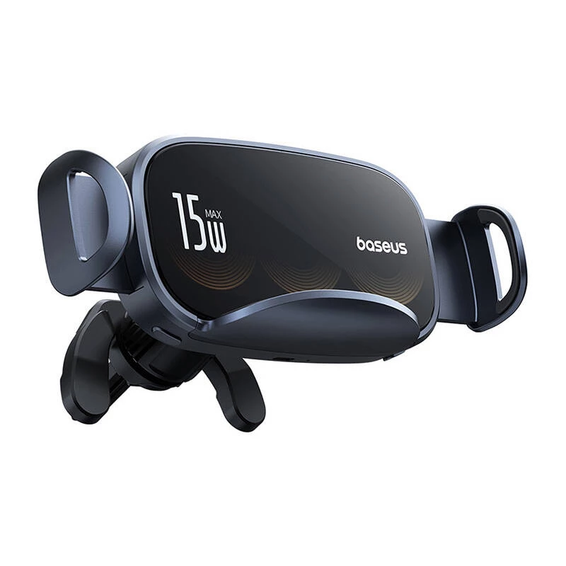 Baseus LightChaser BS-CM029 15 W belaidžio įkrovimo automobilinis telefono laikiklis ant ventiliacijos grotelių, juodas