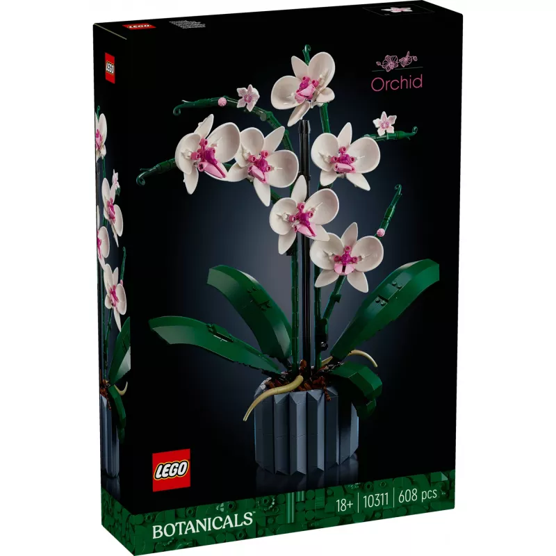 LEGO 10311 Icons Orchid – Dirbtinio augalo konstruktorius su gėlėmis, namų dekoro aksesuaras suaugusiems, Botaninė kolekcija, dovana vyrui ar žmonai