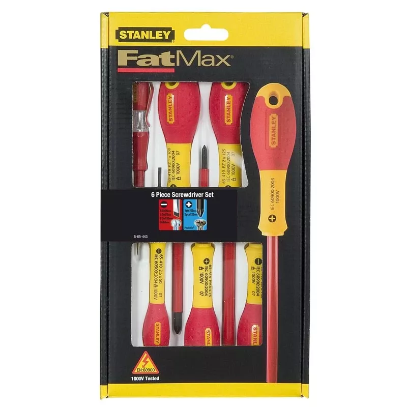 Izoliuotų atsuktuvų rinkinys Stanley FATMAX 0-65-443 (6 vnt., plyšiniai ir Pozi)