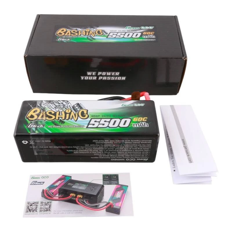 Gens ace G-Tech 5500mAh 4S1P 14.8V 60C HardCase RC automobilio Lipo akumuliatorius