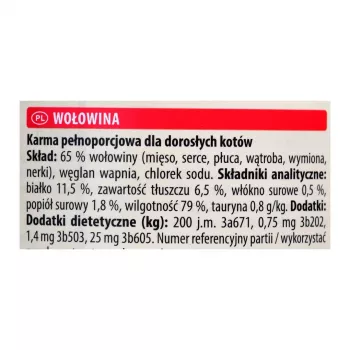 Šlapias kačių ėdalas Animonda Carny 200 g – jautiena, be grūdų, be glitimo, suaugusioms katėms, tinka maisto alergijai