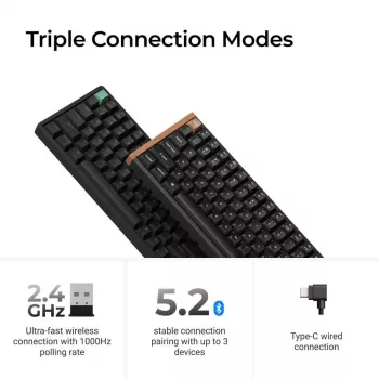 Mechaninė klaviatūra Keychron K4 HE su Gateron Double-Rail Magnetic Nebula jungikliais, belaidė, juoda, US išdėstymas