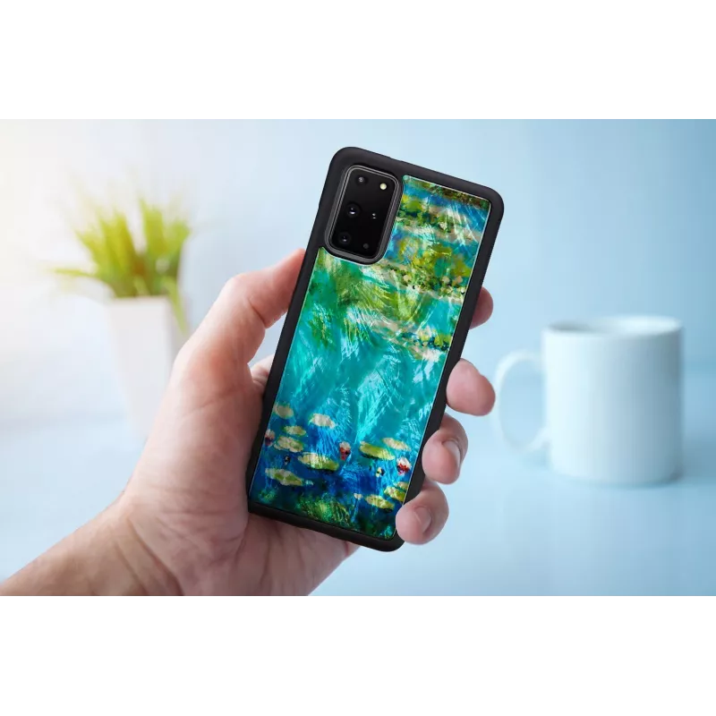 Dėklas iKins Samsung Galaxy S20+ su juodų vandens lelijų raštu
