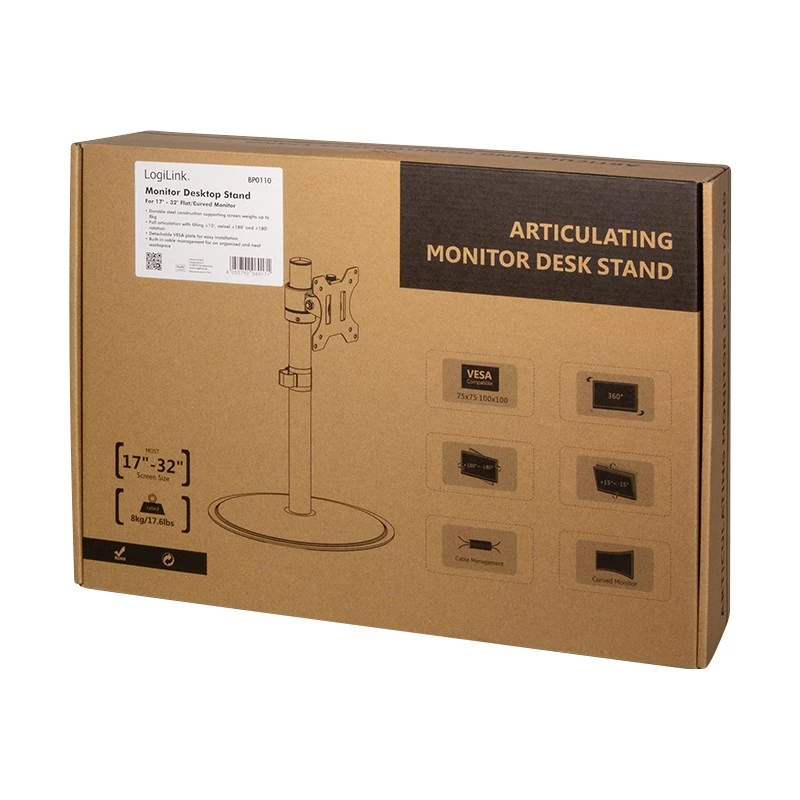 Monitorio stovas LogiLink BP0110 81,3 cm (32 col.) stalas juodas