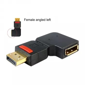 Adapteris DisplayPort lizdas-lizdas 90° kairėn DeLOCK 65377