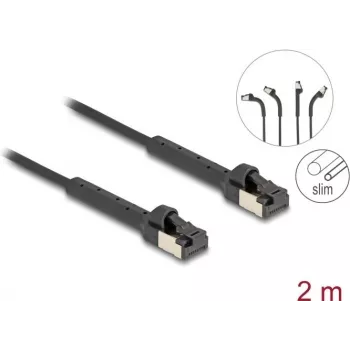 Tinklo kabelis DeLOCK RJ45 plonas Cat.6A U/FTP 2m juodas