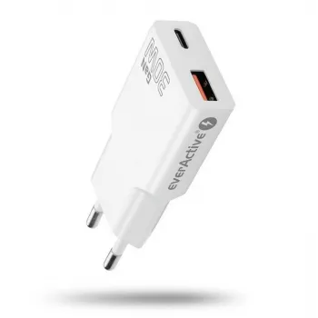 Universalus USB sieninis įkroviklis everActive SC-380Q Super Slim QC 3.0 — Quick Charge 3.0, kompaktiškas dizainas