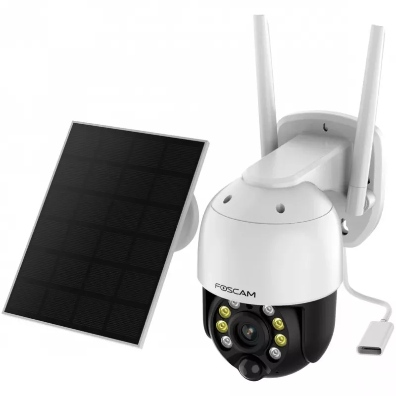 IP apsaugos kamera Foscam B4 Dome 4 MP (2560×1440), Wi‑Fi 2,4 GHz, IP65, Saulės + baterija 5000 mAh, 355° pasukimas, 90° pakreipimas