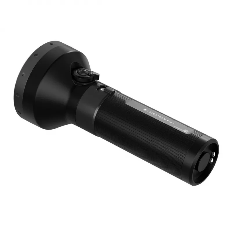 Nešiojamas žibintuvėlis Ledlenser P18R juodas, įkraunamas, 1000 lm, IP68, 600 m spindulys, 18650 baterija