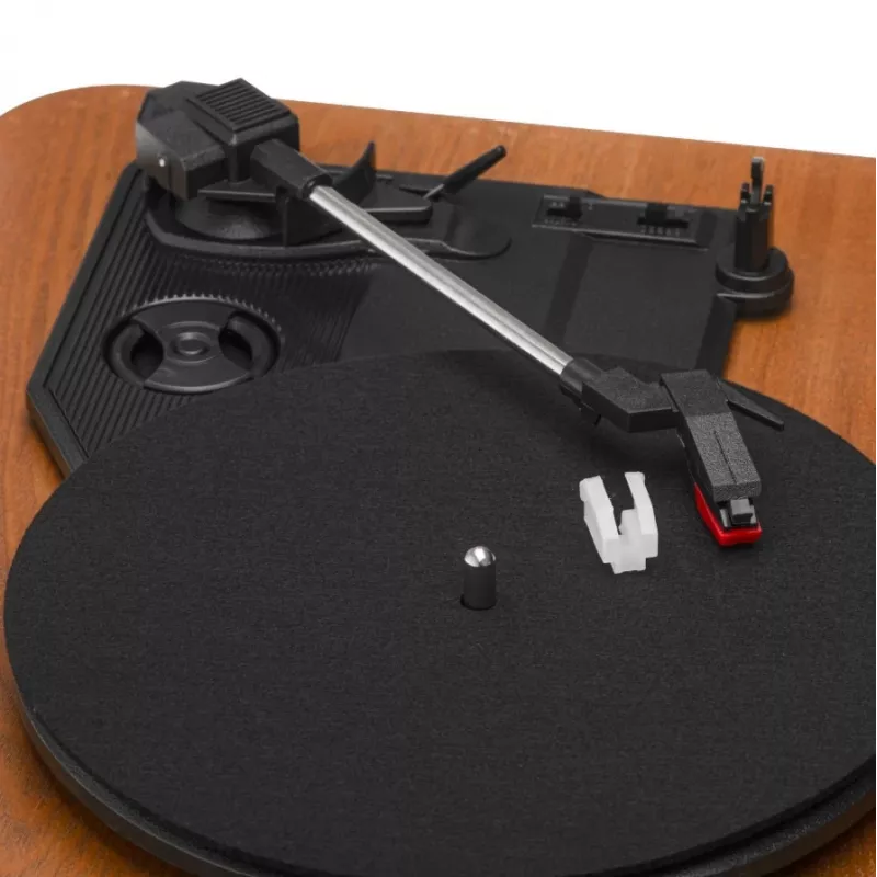 Patefono grotuvas Adler AD 1914 analoginis bėginės pavaros su USB, keramine plokštele, DC varikliu, 33 1/3 aps./min., Bluetooth 5.4, RCA išėjimais, įmontuotais garsiakalbiais