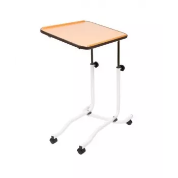 Naktinis staliukas Mobilex BRAK kompaktiškas su laikymo vieta, stačiakampis stalviršis, 4 fiksuojami ratukai, aukštis 61–87 cm, 540×410 mm