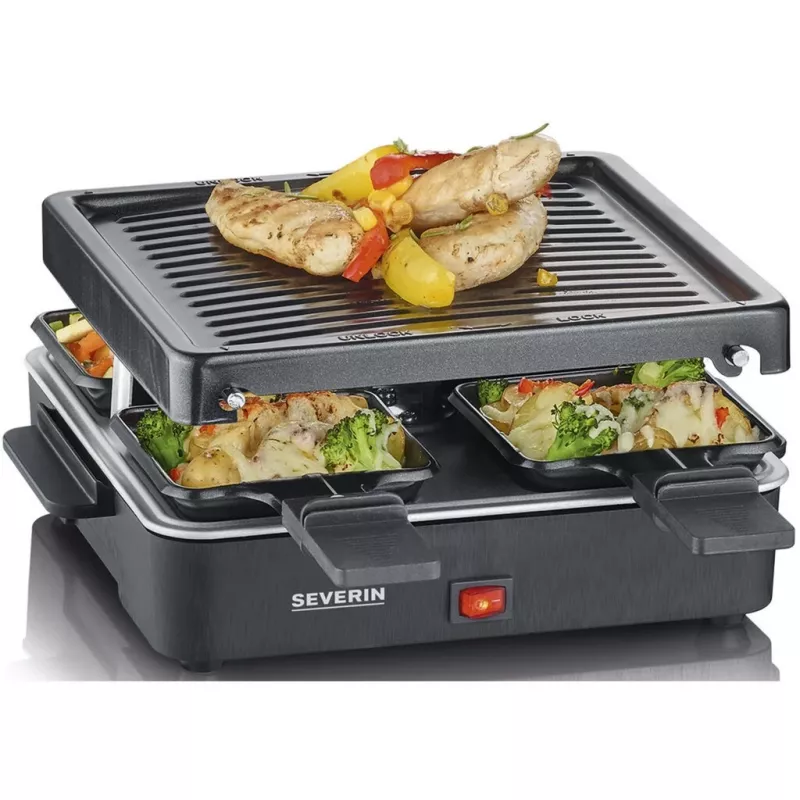 Severin Mini Raclette Grilis su 4 Mažomis Nelimpančiomis Keptuvėmis 600 W