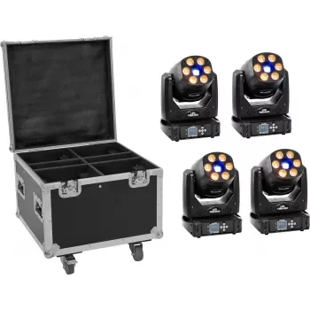 EUROLITE LED rinkinys 4x TMH-H90 su ratukiniu dėklu – nešiojamas apšvietimo komplektas