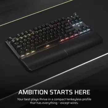Corsair K70 CORE TKL belaidė mechaninė klaviatūra Gaming USB + RF Wireless + Bluetooth QWERTZ vokiška juoda