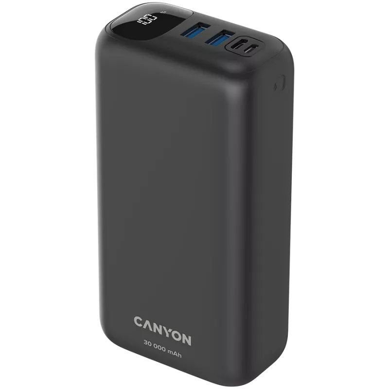 Canyon Powerbank PB-301 30000 mAh PD/QC/Display juoda