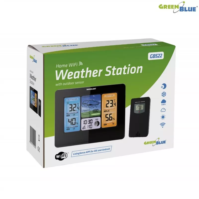 Greenblue 46003 Black LCD belaidė baterijų stotelė su lauko davikliu