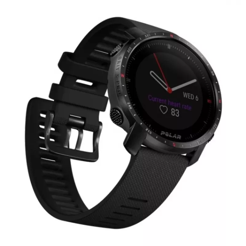 Polar Grit X Pro – Titanium – sportinis laikrodis su perforuotu odiniu dirželiu, pilkas, dirželio dydis M/L, ekranas 3 cm (1,2 colio), Bluetooth, 41 g (90085777)