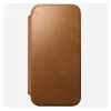 Nomad Modern Leather Folio dėklas iPhone 17 Pro Max – Tan (rudas), tinka iki 17,5 cm (6,9 colio) ekranui, 4 kortelių kišenės
