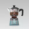 Moka puodas Maestro MR-1666-3-BLACK, rankinis 3 porcijų aliumininis kavos virimo aparatas, 150 ml, juodas