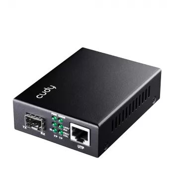 Tinklo medijos keitiklis Cudy MC220 — Gigabit (1000 Mbps) vienmodis SFP 1310 nm, 1x RJ-45, 1x SFP, juodas