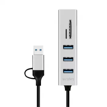 USB 3.0 šakotuvas USB-A, SD/microSD lizdai, 2in1