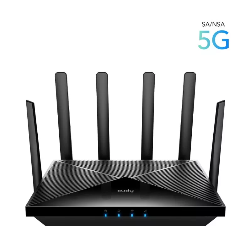 Stalinis maršrutizatorius Cudy P5 — Dviejų juostų „Wi‑Fi 6“, 5G Sub6, dvi „NanoSIM“ kortelės, „Gigabit Ethernet“, 6 nuimamos antenos, 256 MB RAM