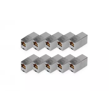 Digitus CAT 5e RJ45 modulinė jungtis, ekranuota, auksuoti kontaktai, sidabrinė, 10 vnt.